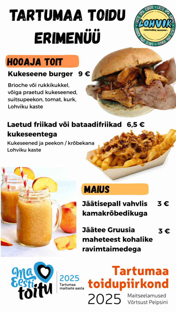 Tartumaa maitseid tutvustav erimenüü